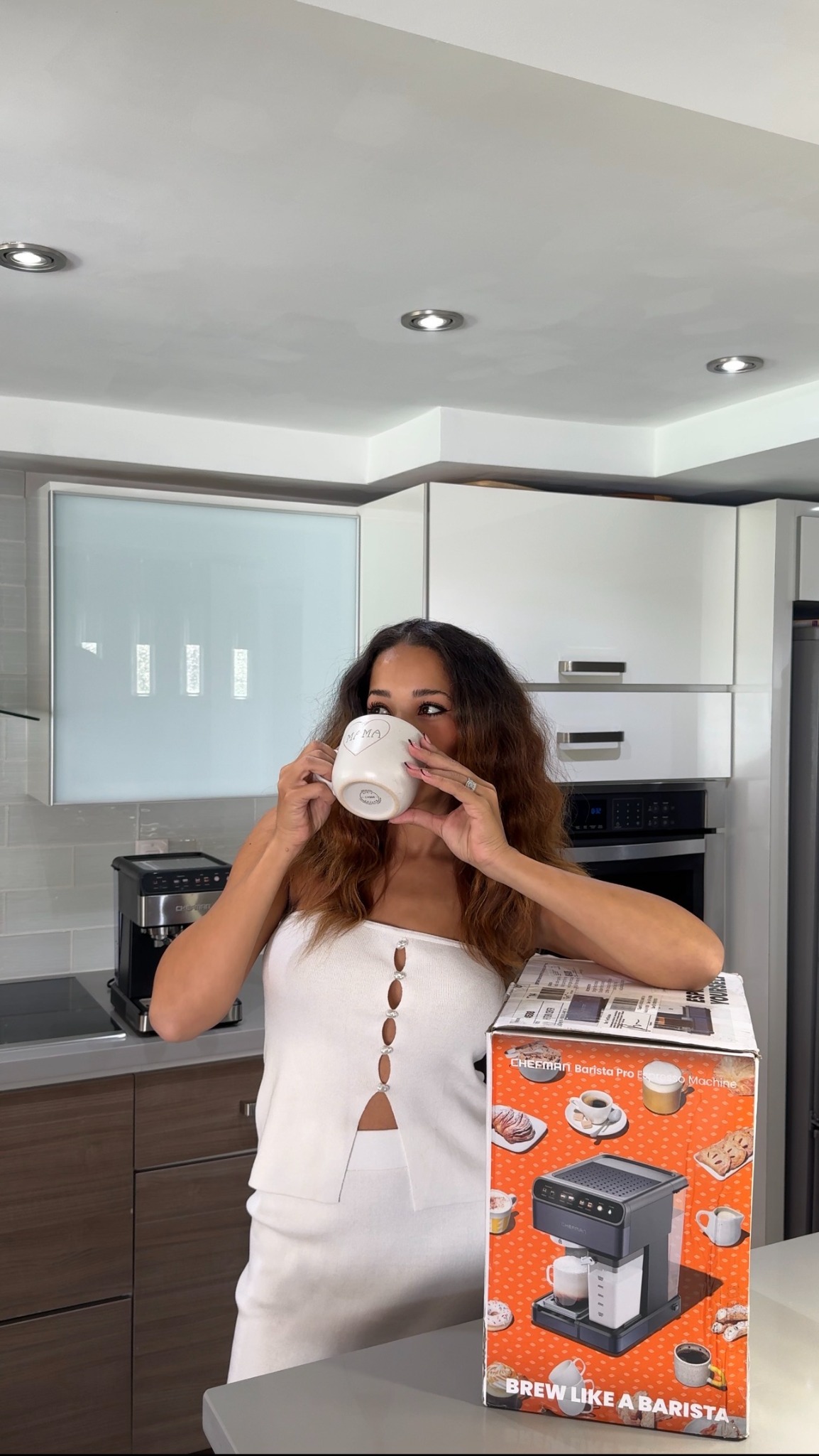 Arlety with a Chefman espresso machine